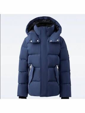 NEW MACKAGE boy's hudson nano down jacket with removable hood in navy